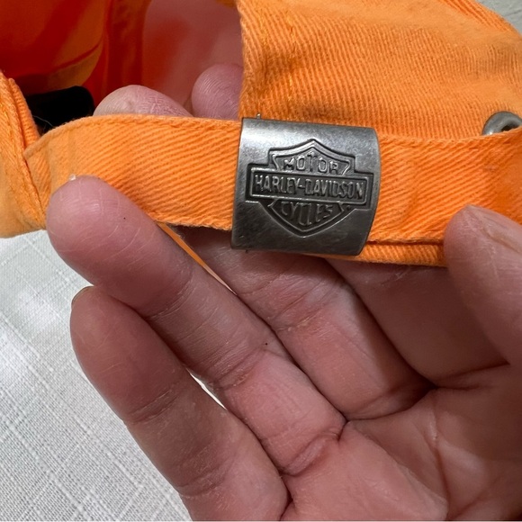 Harley-Davidson Vibrant Orange Hat with Winged Logo Rhinestones Adjustable Cap - Picture 4 of 8